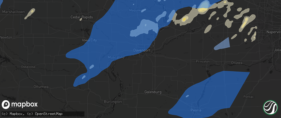 Hail map in Milan, IL on June 10, 2026
