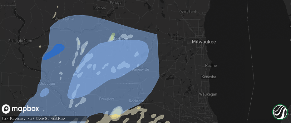 Hail map in Milton, WI on June 10, 2026