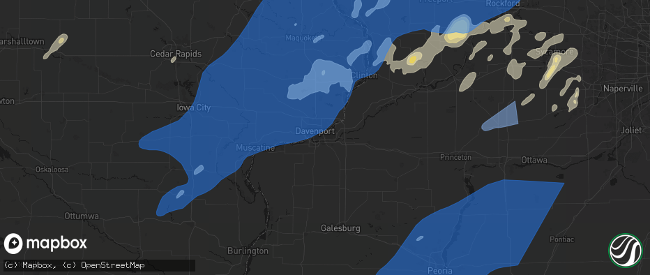 Hail map in Moline, IL on June 10, 2026