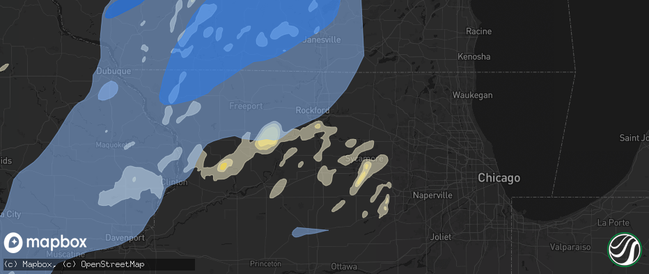 Hail map in Monroe Center, IL on June 10, 2026