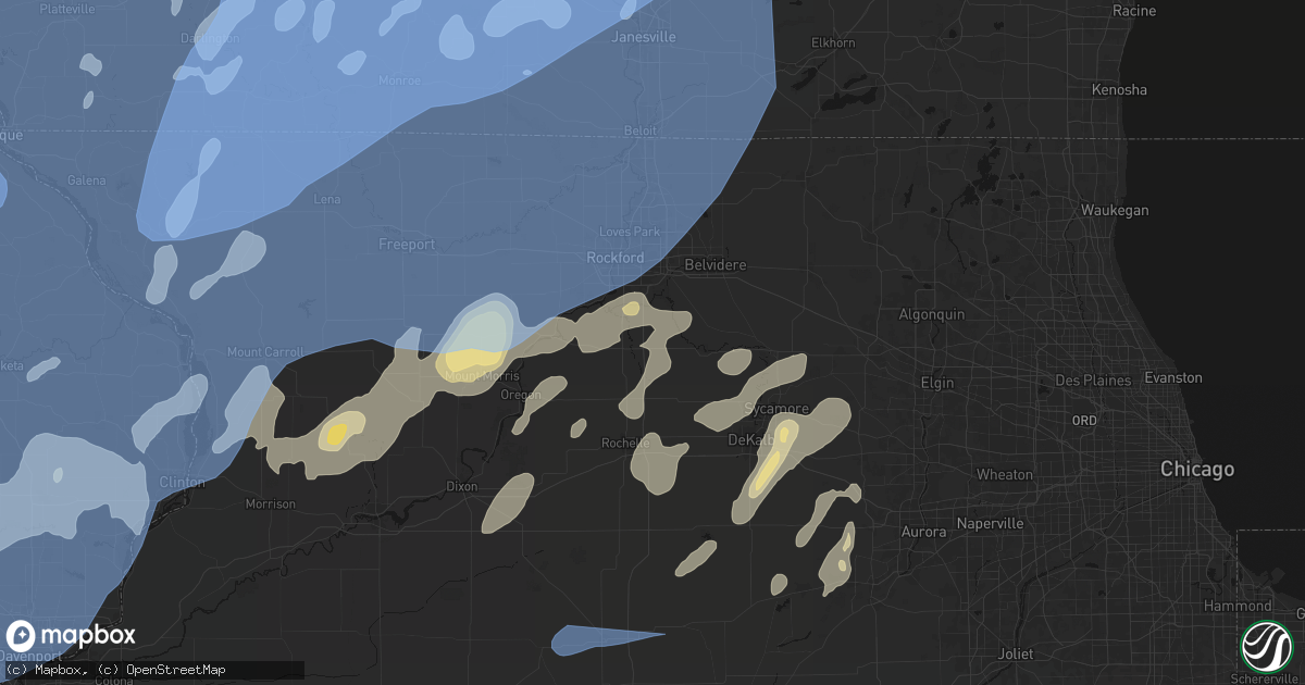 Hail map in Monroe Center, IL on June 10, 2026