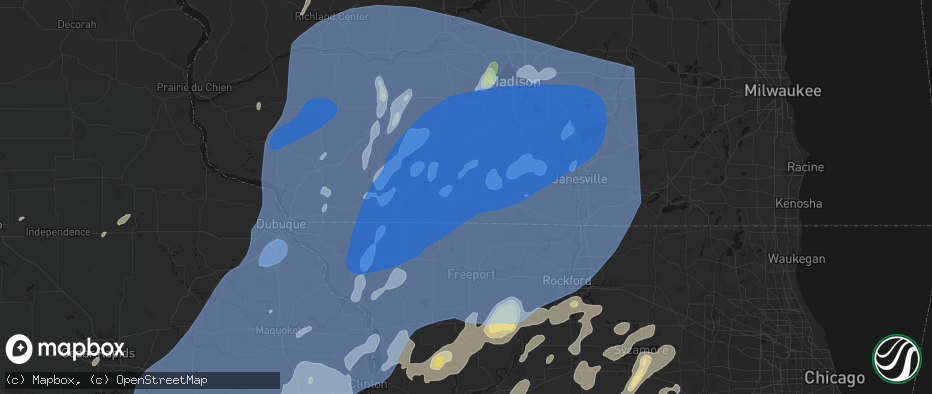 Hail map in Monroe, WI on June 10, 2026