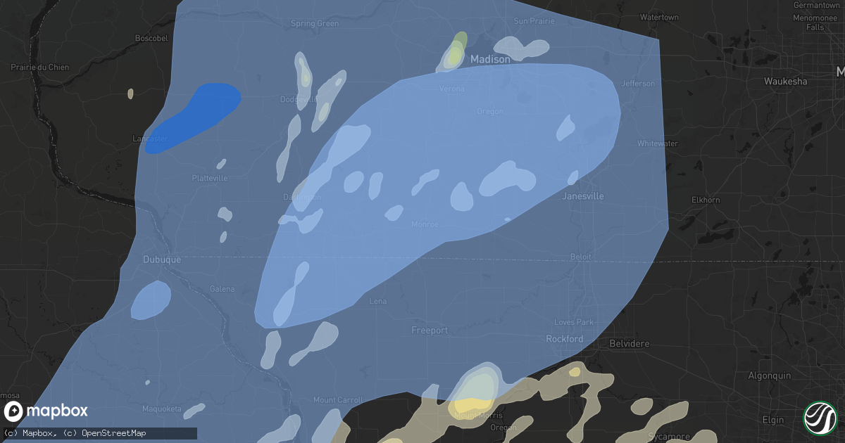 Hail map in Monroe, WI on June 10, 2026