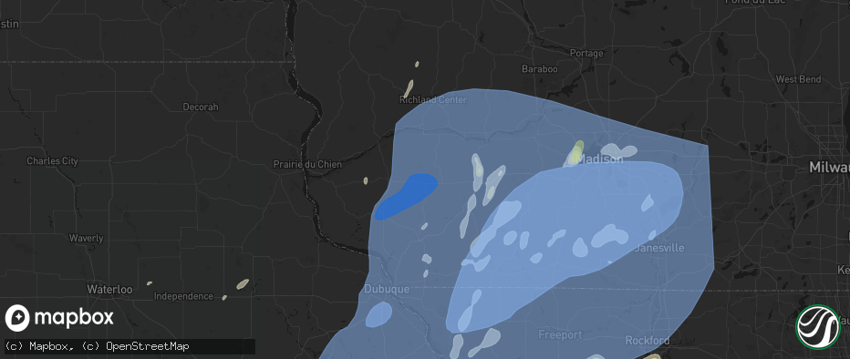 Hail map in Montfort, WI on June 10, 2026