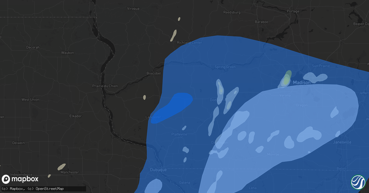 Hail map in Montfort, WI on June 10, 2026