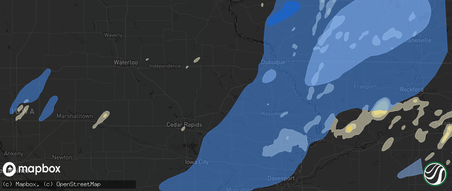 Hail map in Monticello, IA on June 10, 2026