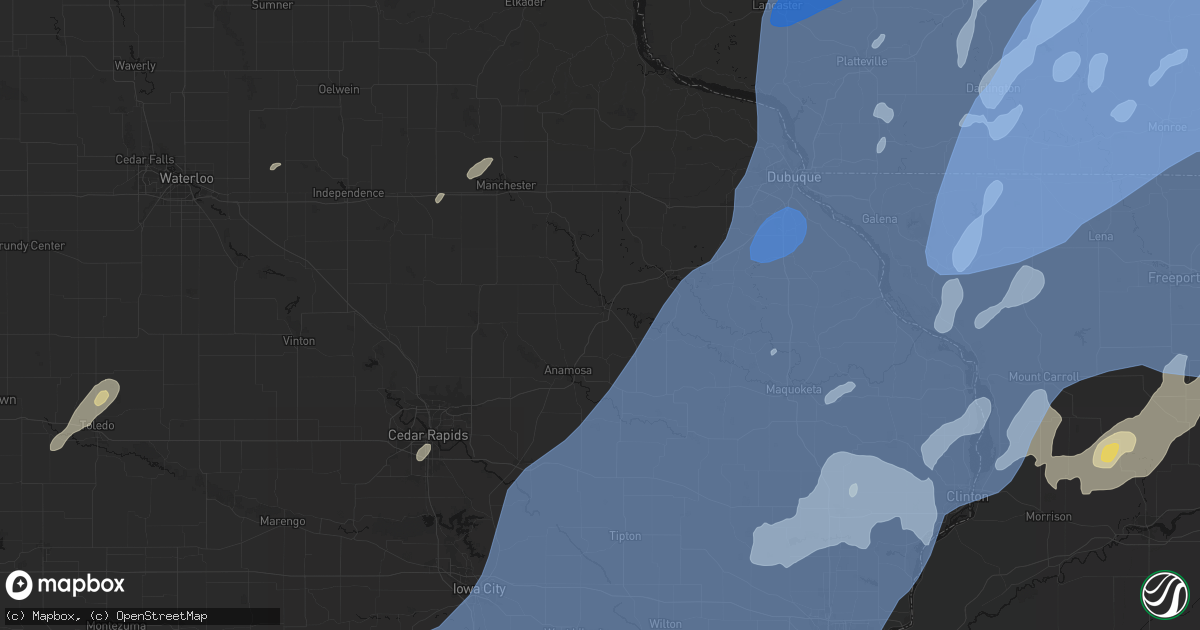 Hail map in Monticello, IA on June 10, 2026