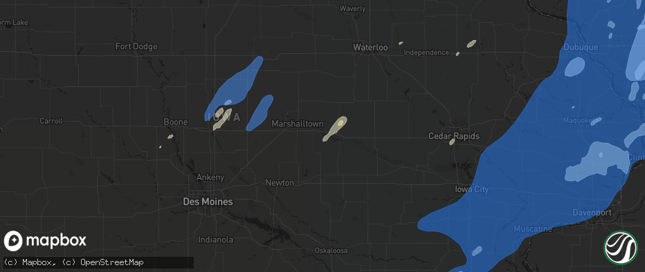 Hail map in Montour, IA on June 10, 2026