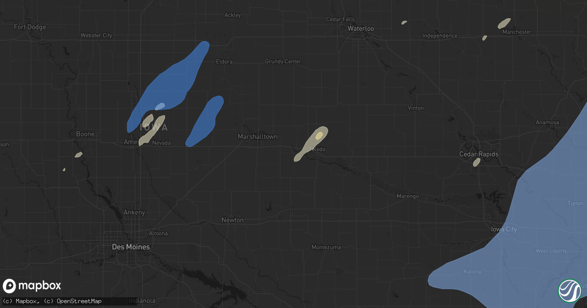 Hail map in Montour, IA on June 10, 2026