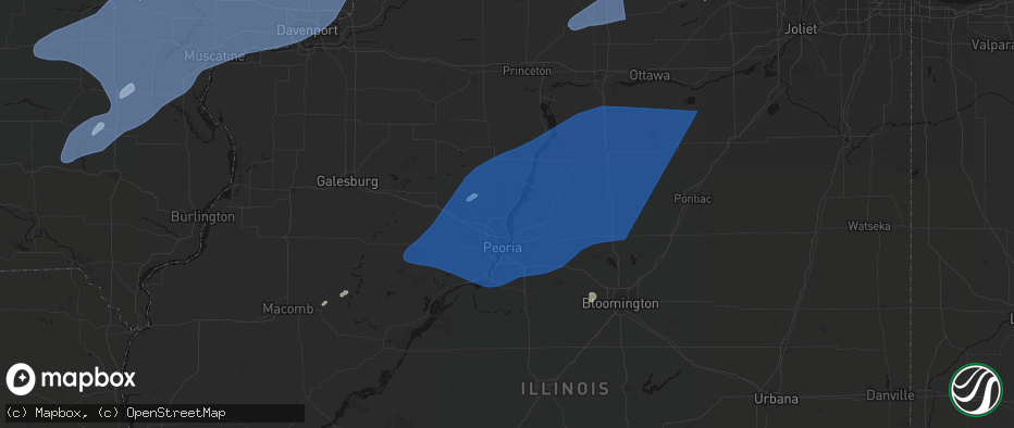 Hail map in Mossville, IL on June 10, 2026
