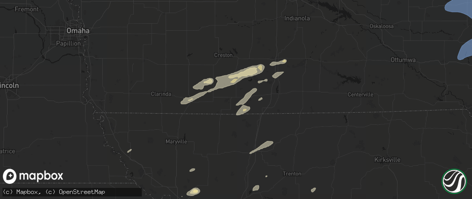 Hail map in Mount Ayr, IA on June 10, 2026