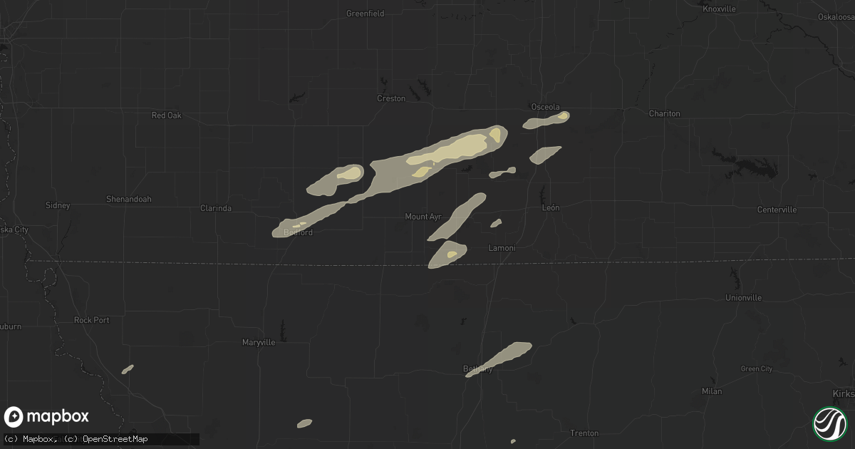 Hail map in Mount Ayr, IA on June 10, 2026