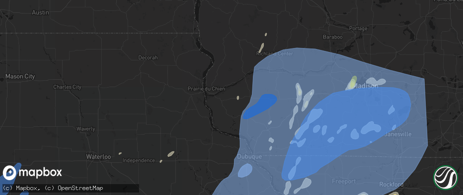 Hail map in Mount Hope, WI on June 10, 2026