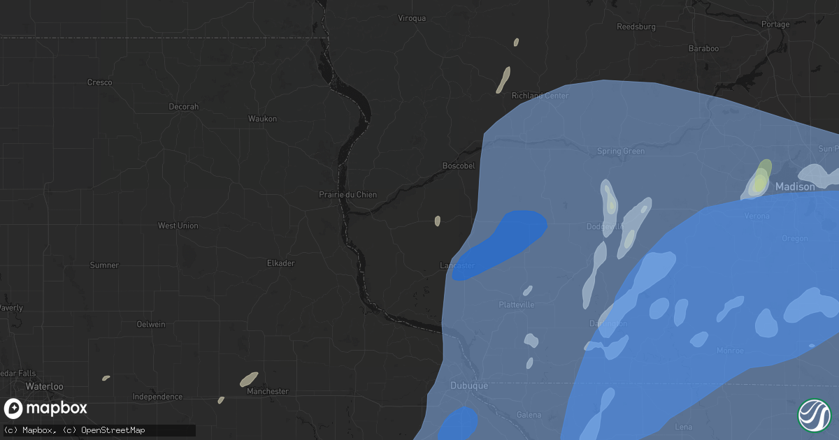 Hail map in Mount Hope, WI on June 10, 2026