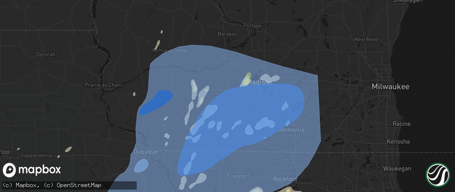 Hail map in Mount Horeb, WI on June 10, 2026