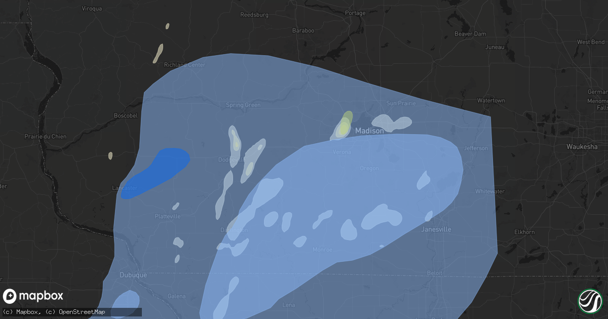 Hail map in Mount Horeb, WI on June 10, 2026