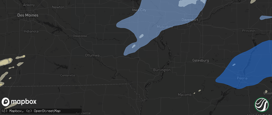 Hail map in Mount Pleasant, IA on June 10, 2026