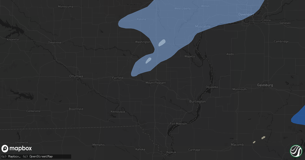 Hail map in Mount Pleasant, IA on June 10, 2026