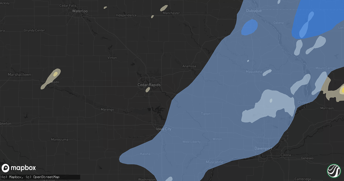 Hail map in Mount Vernon, IA on June 10, 2026
