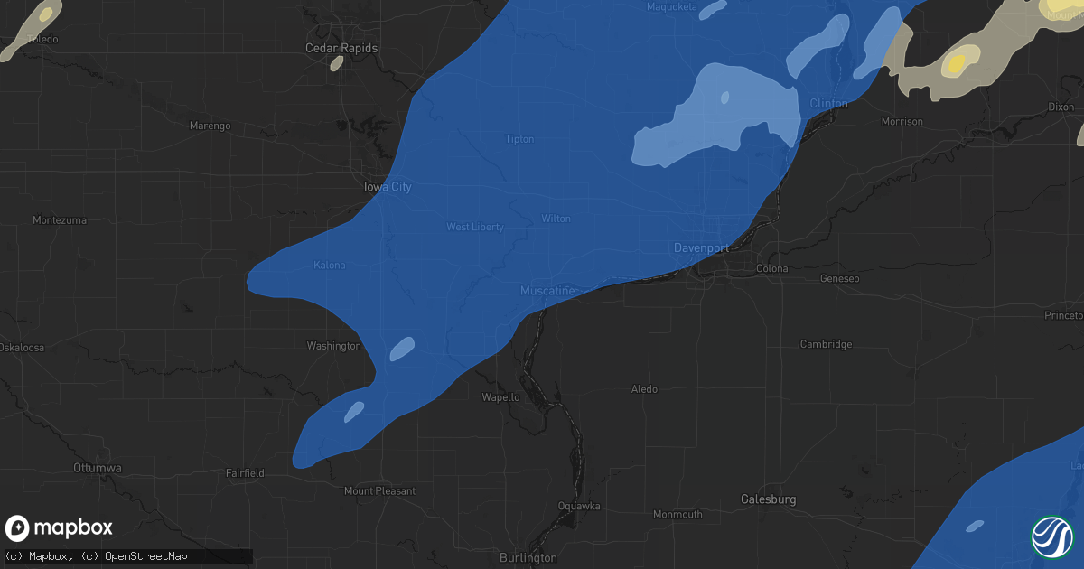 Hail map in Muscatine, IA on June 10, 2026