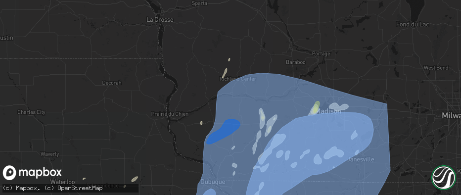Hail map in Muscoda, WI on June 10, 2026