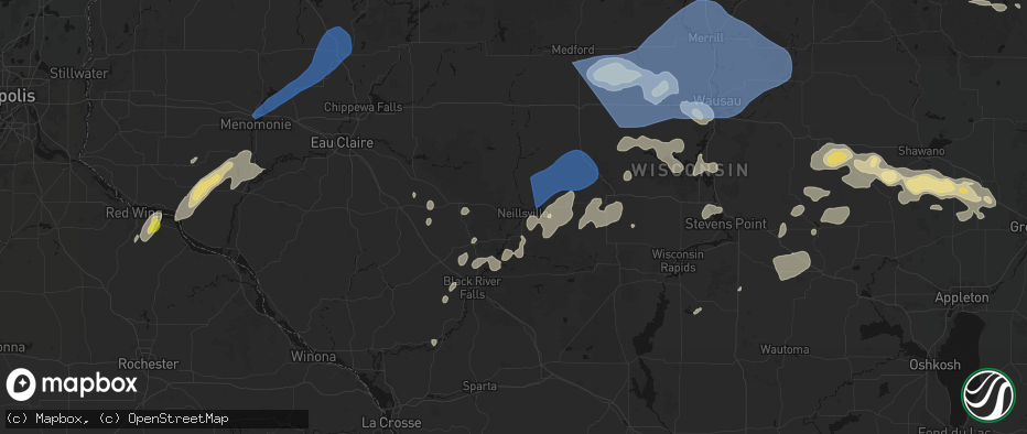 Hail map in Neillsville, WI on June 10, 2026