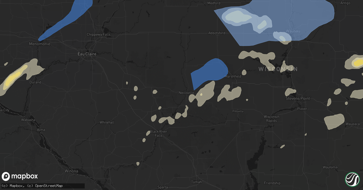 Hail map in Neillsville, WI on June 10, 2026