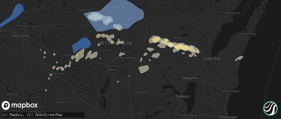 Hail map in Nelsonville, WI on June 10, 2026