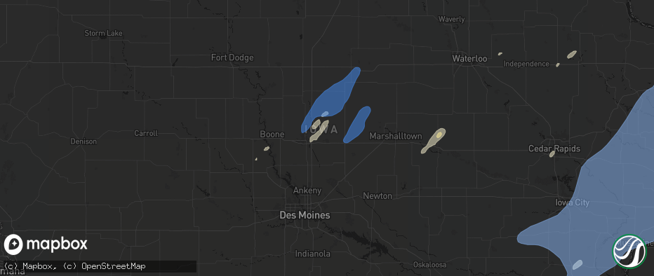 Hail map in Nevada, IA on June 10, 2026