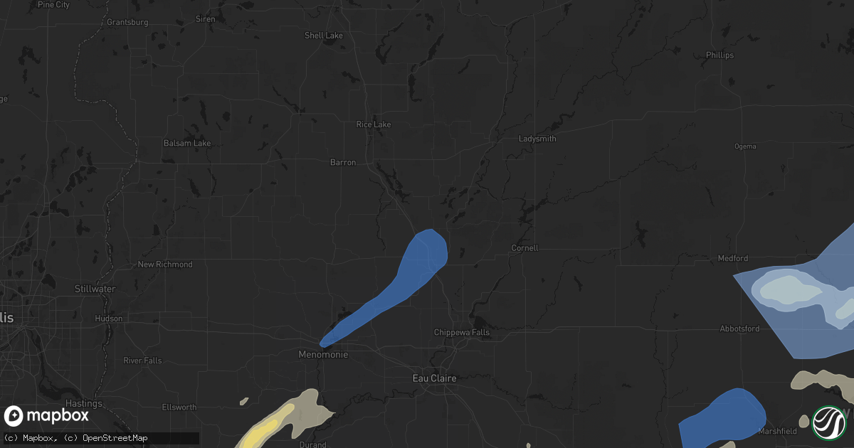 Hail map in New Auburn, WI on June 10, 2026