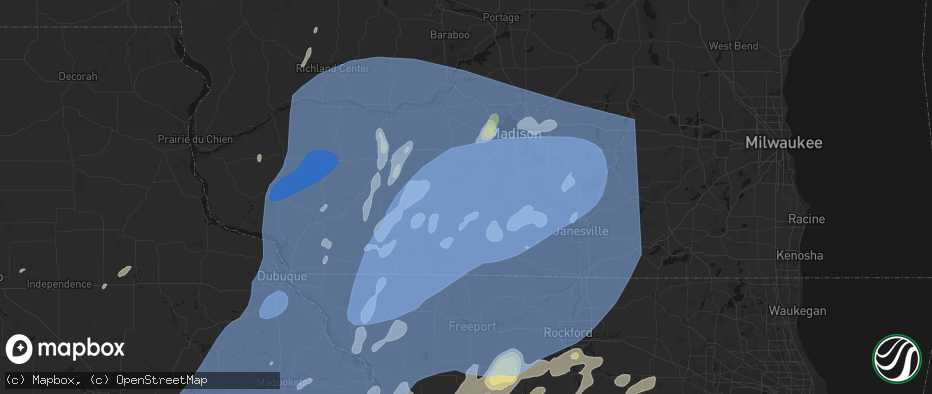 Hail map in New Glarus, WI on June 10, 2026