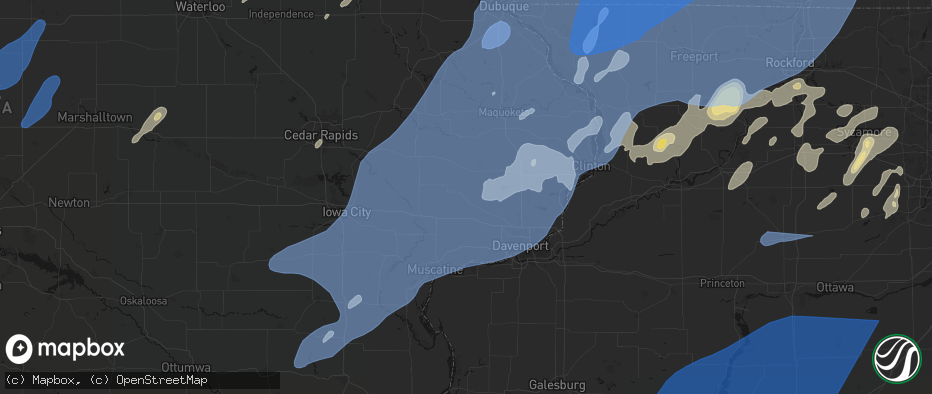 Hail map in New Liberty, IA on June 10, 2026