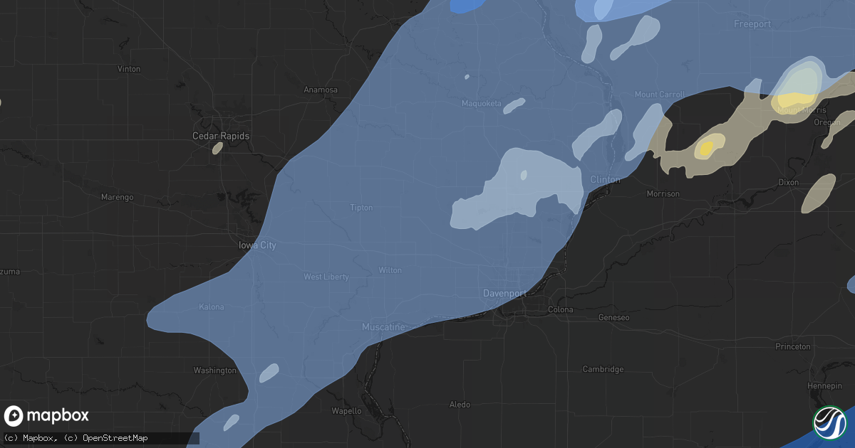 Hail map in New Liberty, IA on June 10, 2026