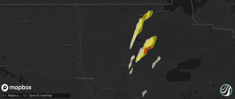 Hail map in Newfolden, MN on June 10, 2026