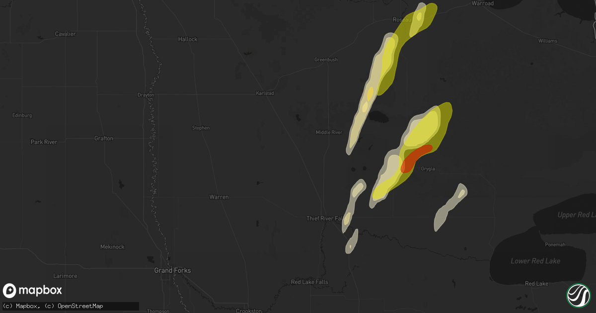 Hail map in Newfolden, MN on June 10, 2026