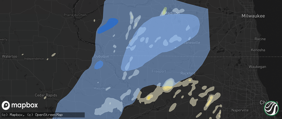 Hail map in Nora, IL on June 10, 2026