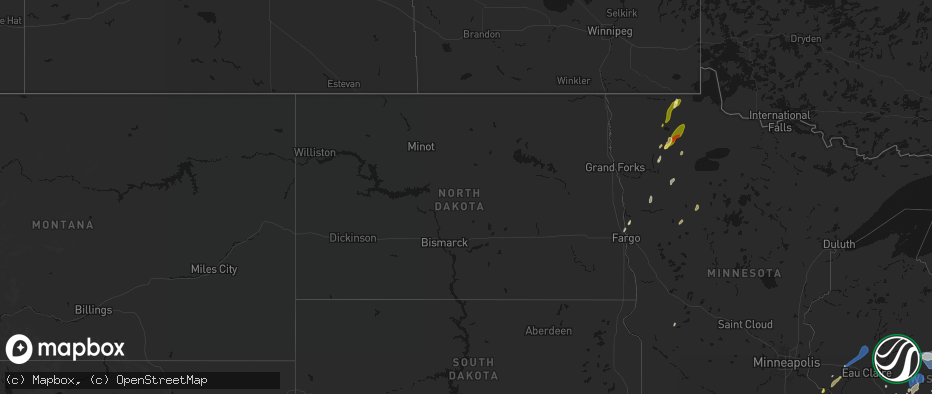 Hail map in North Dakota on June 10, 2026