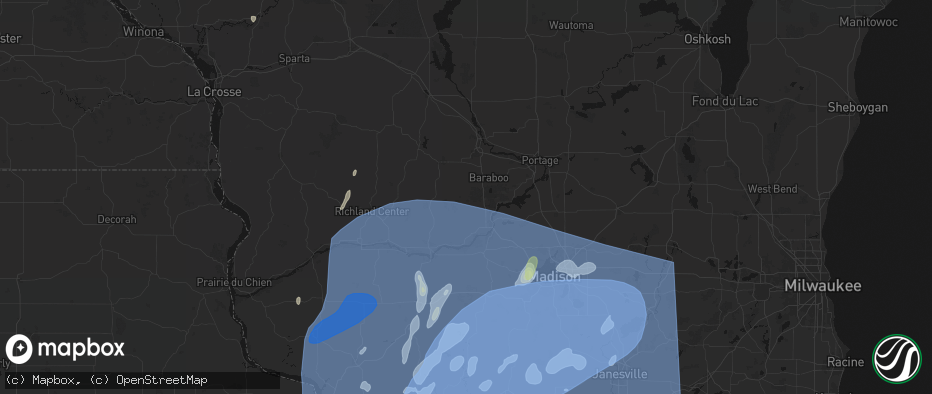 Hail map in North Freedom, WI on June 10, 2026