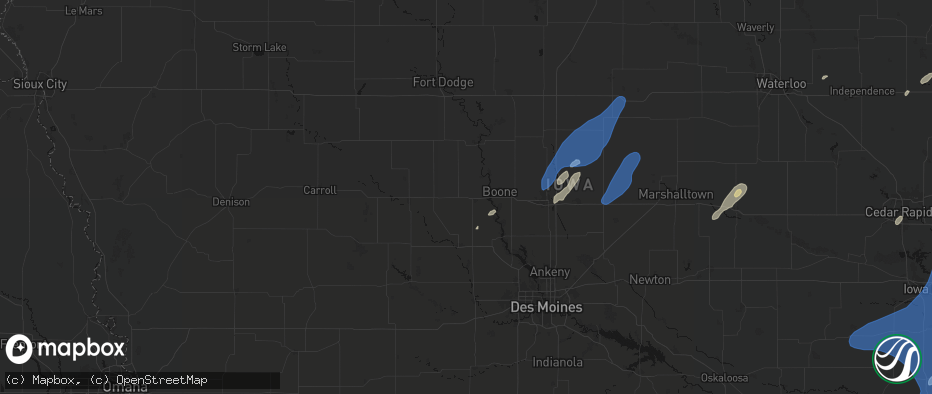 Hail map in Ogden, IA on June 10, 2026