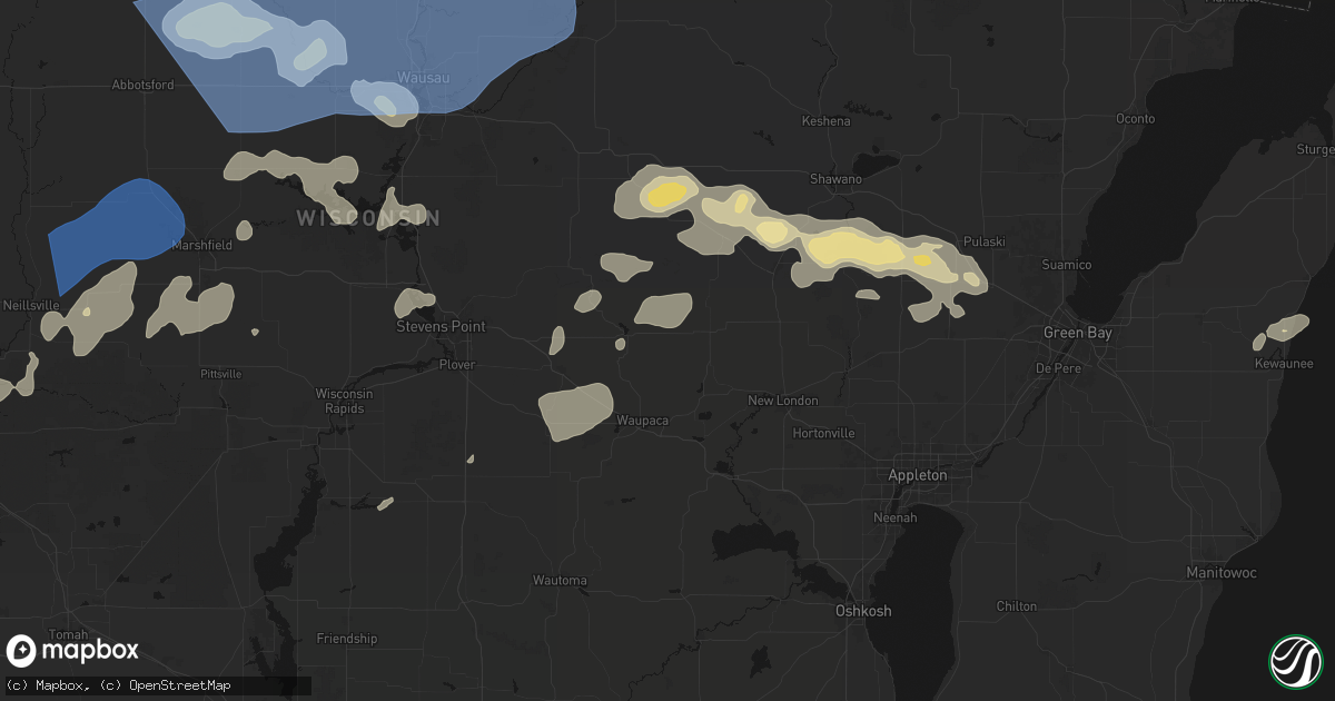 Hail map in Ogdensburg, WI on June 10, 2026