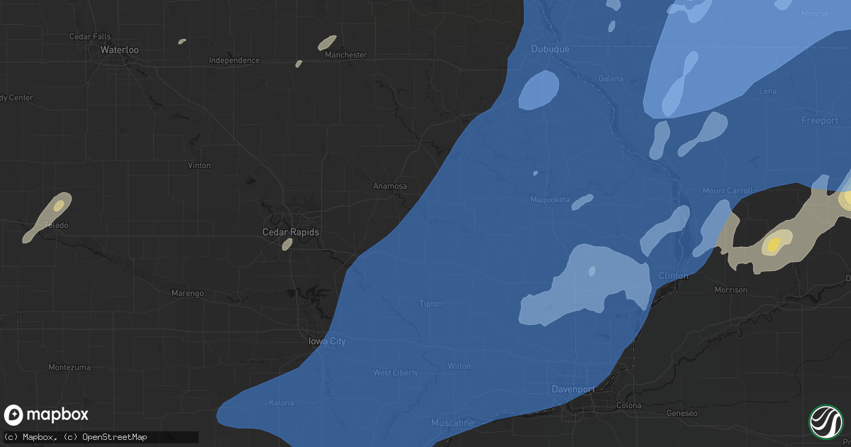 Hail map in Olin, IA on June 10, 2026