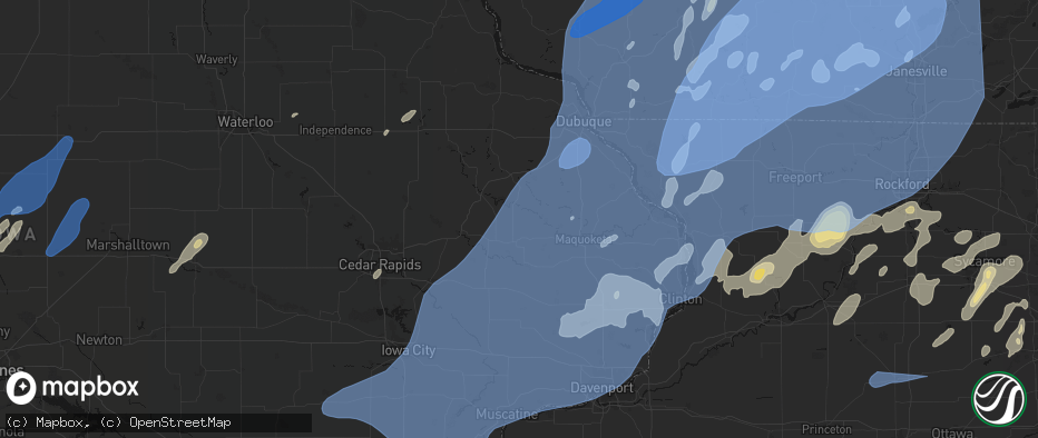 Hail map in Onslow, IA on June 10, 2026