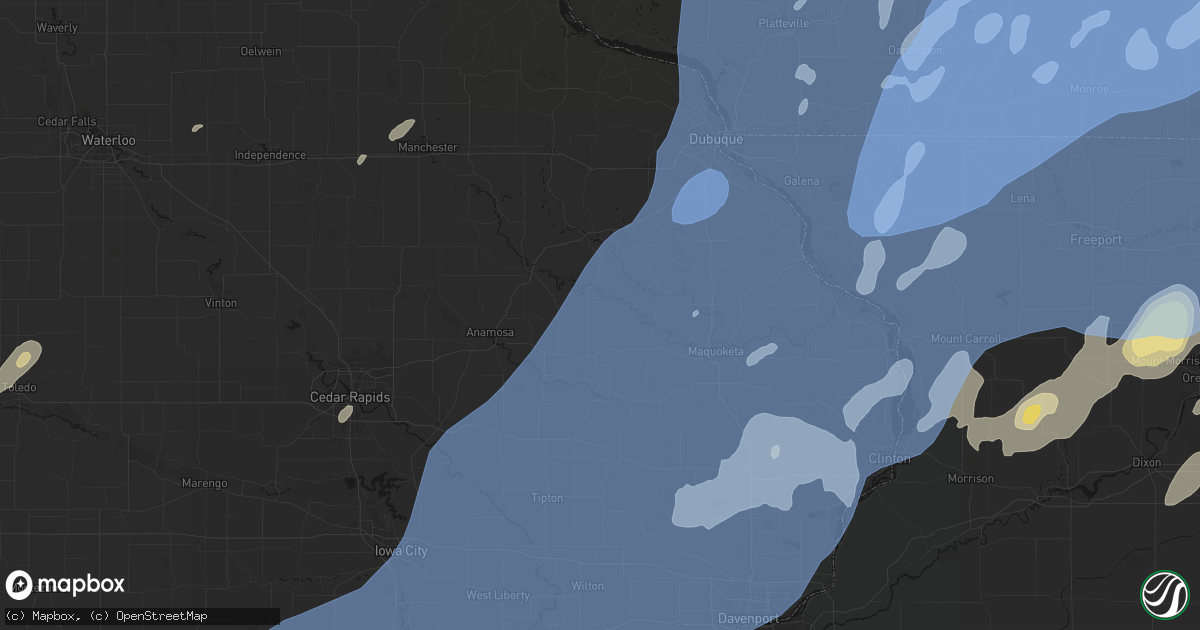Hail map in Onslow, IA on June 10, 2026