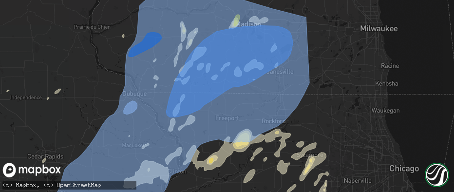Hail map in Orangeville, IL on June 10, 2026