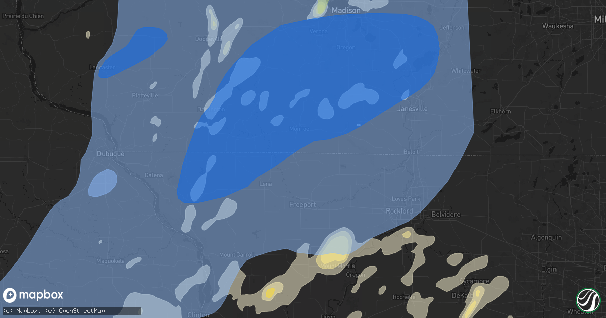 Hail map in Orangeville, IL on June 10, 2026
