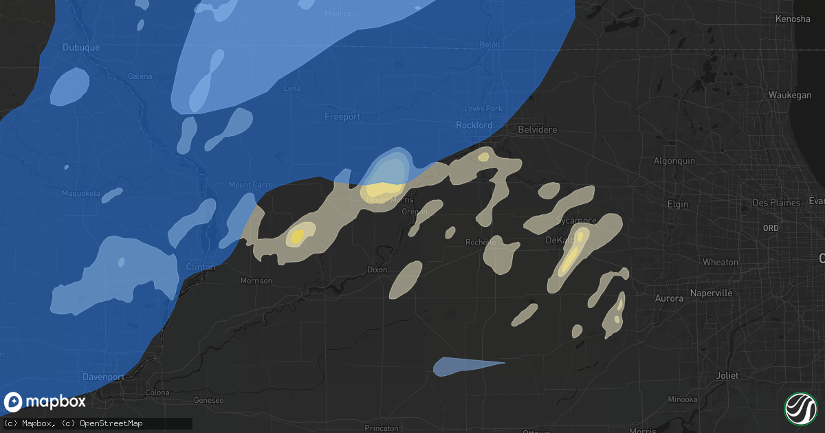 Hail map in Oregon, IL on June 10, 2026