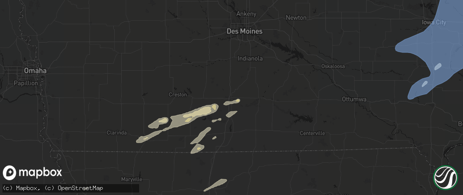 Hail map in Osceola, IA on June 10, 2026