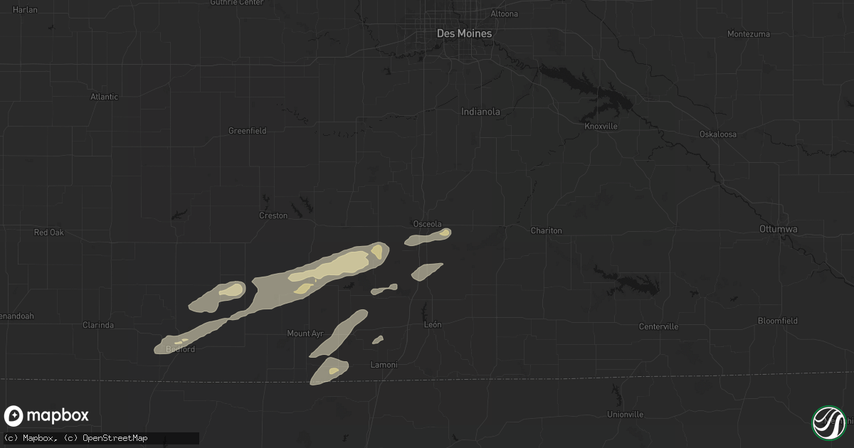 Hail map in Osceola, IA on June 10, 2026
