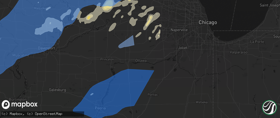 Hail map in Ottawa, IL on June 10, 2026