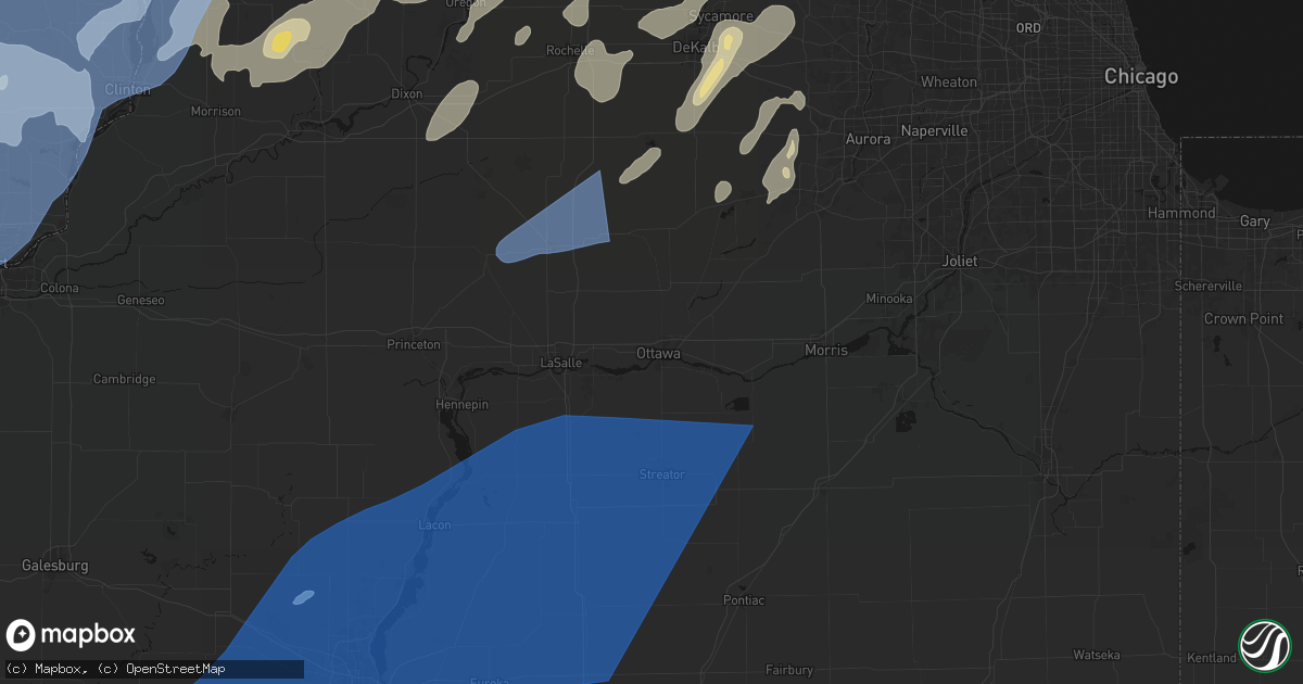 Hail map in Ottawa, IL on June 10, 2026